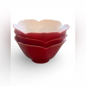 Vintage Red Japanese Lotus Bowls